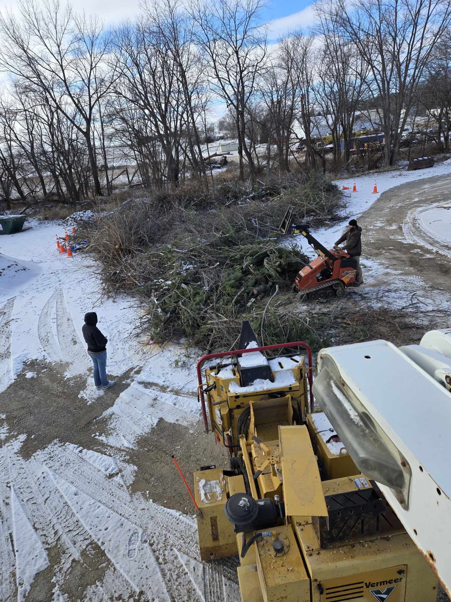 Post-storm debris clearing in Riverside, Iowa
